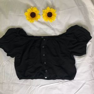 Black crop top blouse